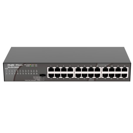 Reyee Switch Desktop - Metal Housing - Rack-mountable - 24 Ports RJ45 - Speed 10/100/1000 Mbps - Plug and Play - Energy