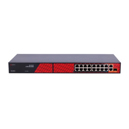 Safire Switch Hi-PoE - 16 PoE-Anschlüsse + 2 Uplink RJ45 + 2 SFP Uplink - Hybrid 15x10/100Mbps + 4x10/100/1000Mbps - 14 PoE+-