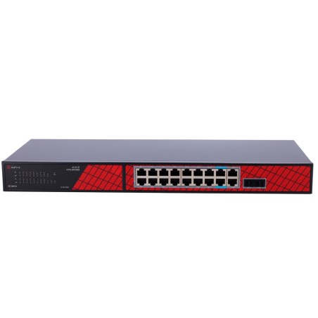 Safire Switch Hi-PoE - 16 PoE-Anschlüsse + 2 SFP + 2 RJ45 - Geschwindigkeit der Gigabit-Anschlüsse 10/100/1000Mbps - 14 PoE+-