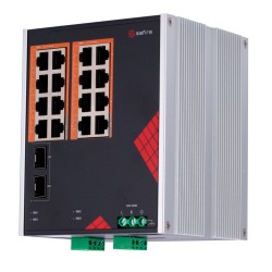 Safire Switch Industrial AC Power Supply 90~264V - 16 Gigabit Ports + 2 Gigabit SFP - 12 PoE+ Ports 30W + 4 Hi-PoE