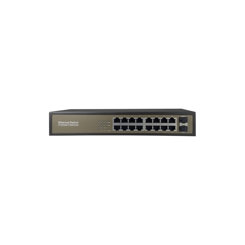 Desktop-Switch - 16 Gigabit-Ports RJ45 - 2 SFP Uplink Port 10/100/1000 Mbps - Geschwindigkeit 10/100/1000 Mbps - Plug &amp Pl