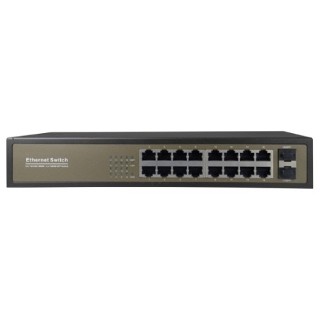 Desktop-Switch - 16 Gigabit-Ports RJ45 - 2 SFP Uplink Port 10/100/1000 Mbps - Geschwindigkeit 10/100/1000 Mbps - Plug &amp Pl
