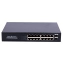 Switch PoE - 16 RJ45 ports + 2 SFP Uplink - 16x 10/100/1000Mbps + 2x 10/100/1000Mbps - 16 PoE ports 802.3af/at up to 30 - SW1