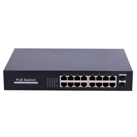 Switch PoE - 16 RJ45 ports + 2 SFP Uplink - 16x 10/100/1000Mbps + 2x 10/100/1000Mbps - 16 PoE ports 802.3af/at up to 30 - SW1