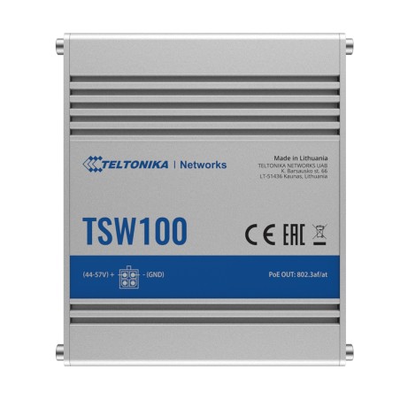 Industrial Teltonika PoE Switch Unmanageable - 5 Ethernet ports RJ45 Gigabit - 4 Ethernet PoE+ ports 802.3af/at - B - TK-TSW1
