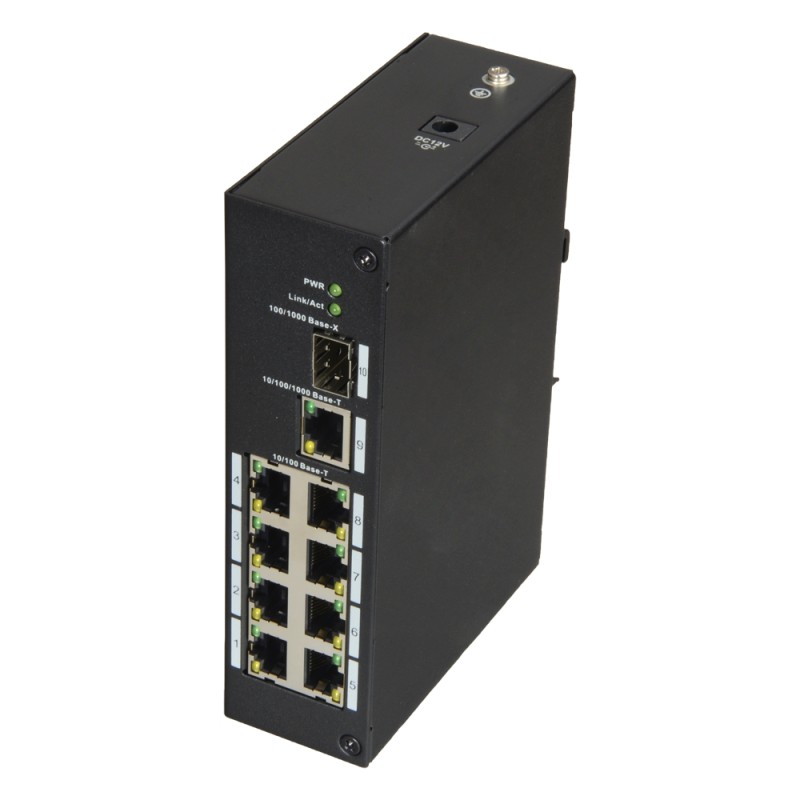 X-Security - Industrial switch - 8 RJ45 ports + 1 GIGA uplink + 1 SFP - 10/100 Mbps speed - Plug & Play - E