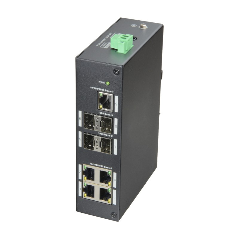 Switch X-Security - 5 Ports RJ-45 - 4 SFP Gigabit-Ports - Geschwindigkeit 10/100/1000 Mbps - Unterstützt Dual Power - Montage