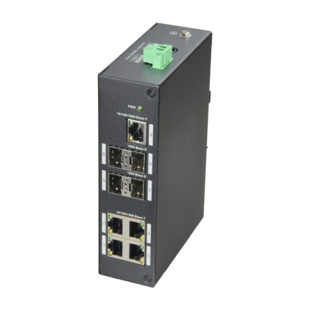 Switch X-Security - 5 Ports RJ-45 - 4 SFP Gigabit-Ports - Geschwindigkeit 10/100/1000 Mbps - Unterstützt Dual Power - Montage