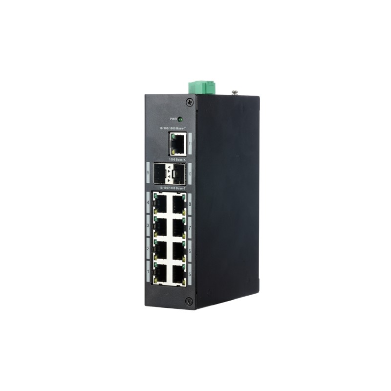 Industrieschalter X-Security - 9 ports RJ45 + 2 Uplink port (SFP) - Geschwindigkeit 10/100/1000 Mbps - Energiesparende Techno