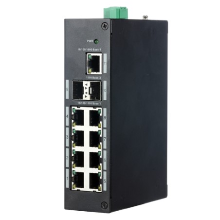 Industrieschalter X-Security - 9 ports RJ45 + 2 Uplink port (SFP) - Geschwindigkeit 10/100/1000 Mbps - Energiesparende Techno