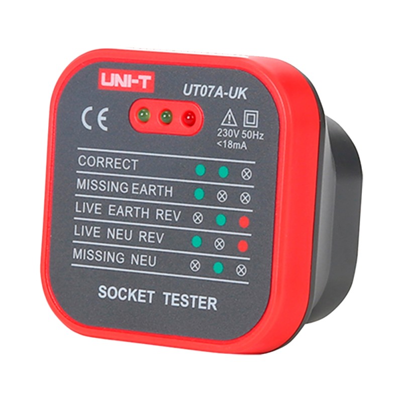 UK Socket Tester - Wiring Fault Check - Leak Test - UT07A-UK - 1