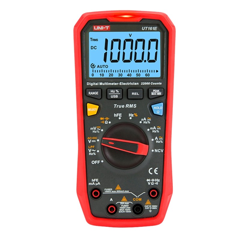 Digital multimeter CAT III - LED display up to 22000 accounts - DC and AC measurement up to 1000V and 20A - PC connection - H