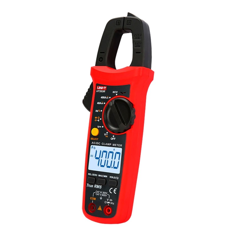 Stromzange - DC-Messung bis zu 600V und 400A - AC-Messung bis zu 600V und 400A - Kapazität/Frequenz - Auto-Bereich | Dioden t