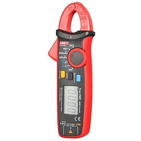 Mini clamp ammeter - DC and AC measurement up to 600V and 60A - Measures resistance and capacitance - Auto-range | Diode test