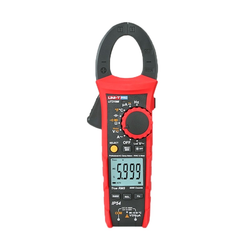 Stromzange - DC-Messung bis zu 1000V - AC-Messung bis zu 1000V und 600A - Widerstand/Kapazität/Frequenz/Temperatur - Auto-Ber
