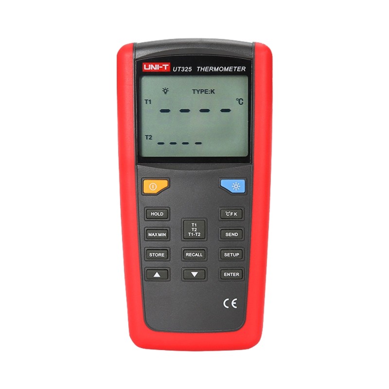 Thermometer mit Sonden der Typen K, J, T, E, R, S und N - Doppelt beleuchtetes Display - Werte in ºC, K und ºF | Datenspeiche