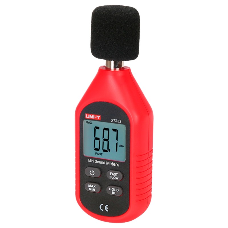 Schallpegelmesser - Erfasst Geräusche bis zu 130 dB mit schneller Reaktion - Hintergrundbeleuchtetes LCD-Display - Ergonomisc