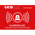 Warning sticker "Alarm system" 74x52mm with logo AESAG