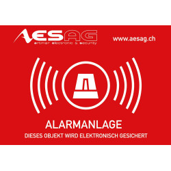Warning sticker "Alarm system" 74x52mm with logo AESAG