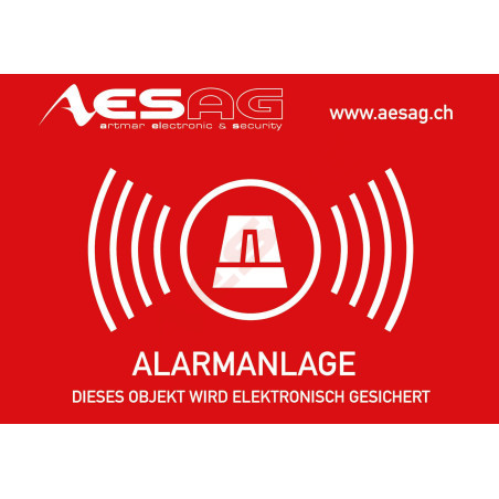 Warnaufkleber "Alarmanlage" 74x52mm mit Logo AESAG