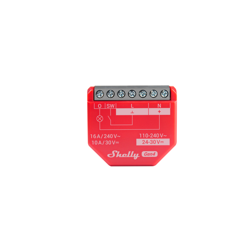 Shelly · Flush-mounted · "1PM Gen4" · Relay · max 16A · 1 channel · Measuring function · WLAN · Matter · Zigbee · Bluetooth -