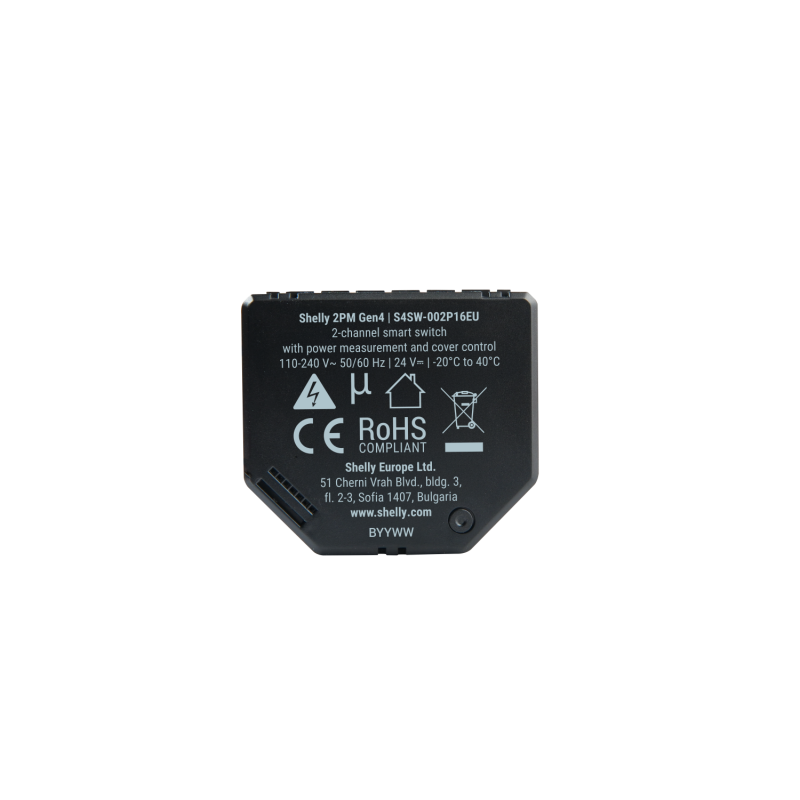 Shelly · Flush-mounted · "2PM Gen4" · Relay · max. 16A · 2 channels · Measuring function · WLAN · Matter · Zigbee · Bluetooth