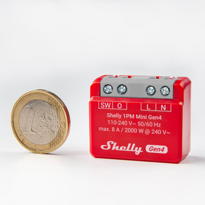 Shelly · Unterputz · "1PM Mini Gen4" · Relais · max 8A · 1 Kanal · Messfunktion · WLAN · Matter · Zigbee · Bluetooth - 243174
