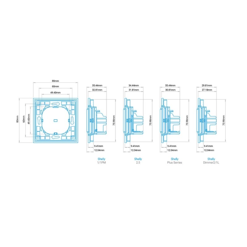 Shelly · Flush-mounted accessories · "Wall Switch 1" · Wall switch · 1-way · Black - 206436 - 10