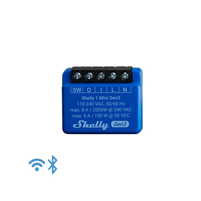 Shelly · Unterputz · "1 Mini Gen. 3" · Relais · max 8A · 1 Kanal · WLAN · BT - 222757 - 5