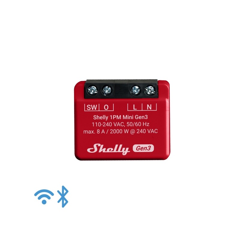 Shelly · Unterputz · "1PM Mini Gen. 3" · Relais · max 8A · 1 Kanal · Messfunktion · WLAN · BT - 222759 - 9