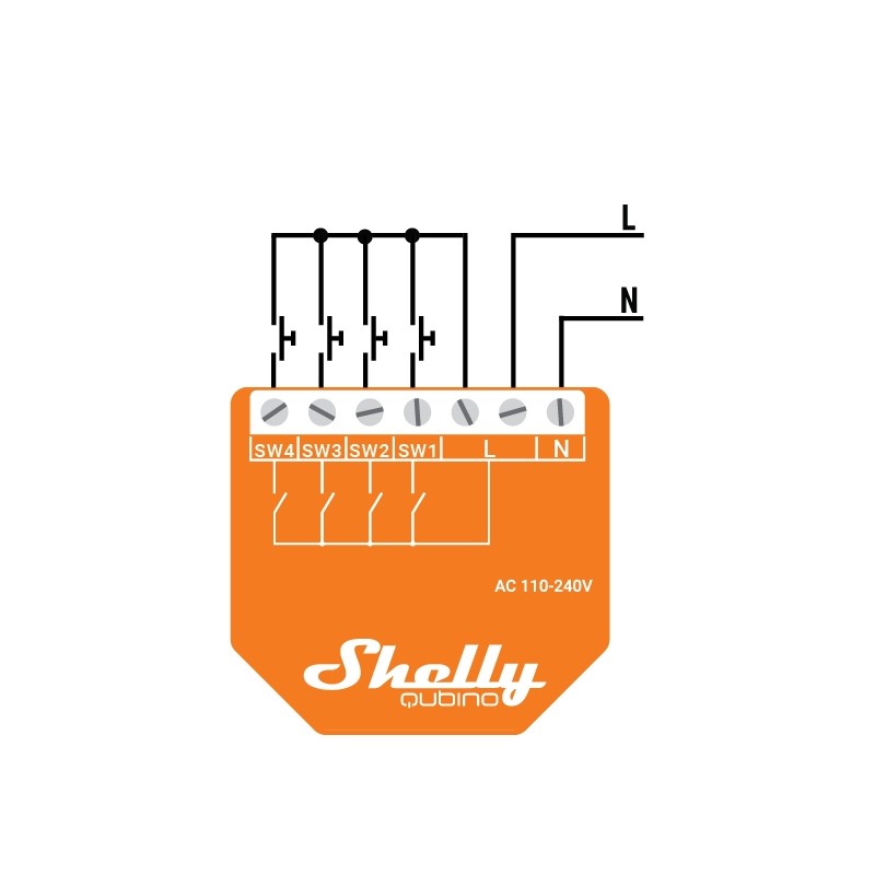 Shelly · Unterputz · "Wave i4" · Szenenaktivierer · 12 Aktionen · Z-Wave - 224174 - 12