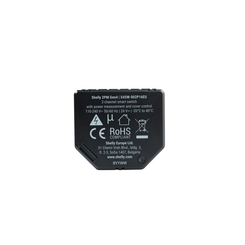 Shelly · Unterputz · "2PM Gen4" · Relais · max 16A · 2 Kanäle · Messfunktion · WLAN · Matter · Zigbee · Bluetooth - 243171 - 