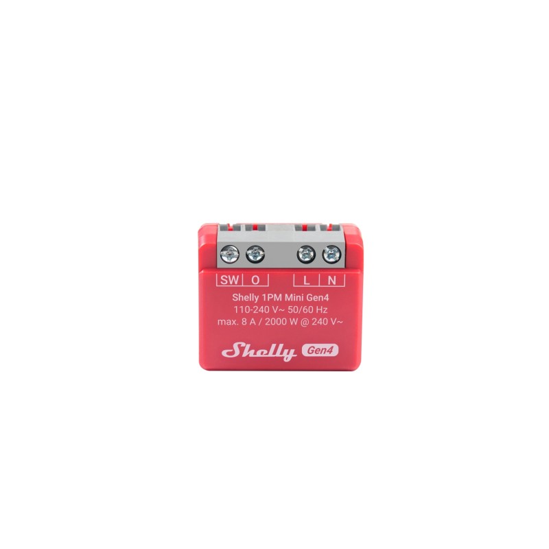 Shelly · Flush-mounted · "1PM Mini Gen4" · Relay · max 8A · 1 channel · Measuring function · WLAN · Matter · Zigbee · Bluetoo