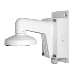 Wall mount bracket - Junction box - Suitable for outdoor use - White color - Compatible with Hiwatch Hikvision - Cable pin DS-12