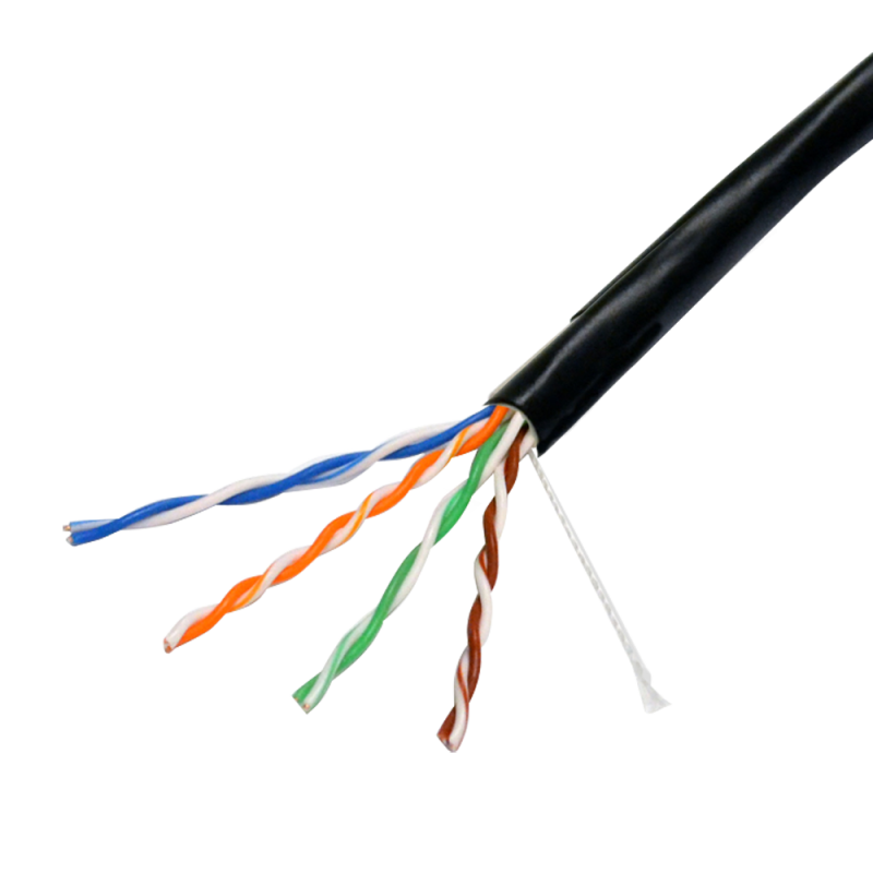 UTP Kabel - Kategorie 5E - Rolle von 305 Metern - Gehäusefarbe schwarz - Durchmesser 5.5 mm - Spezielle Abdeckung für den Außenb