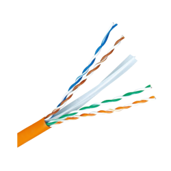 UTP cable Cat 6 halogen-free - Conductor 99.9% copper - CPR class: Dca - Meets 90m Fluke test - Roll of 305 meters/Orange color