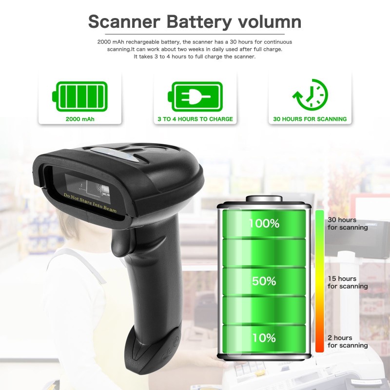 ALLNET barcode scanner ALL-SC1228B, 2D wireless, incl. wireless 2.4G dongle - 207256 - 2