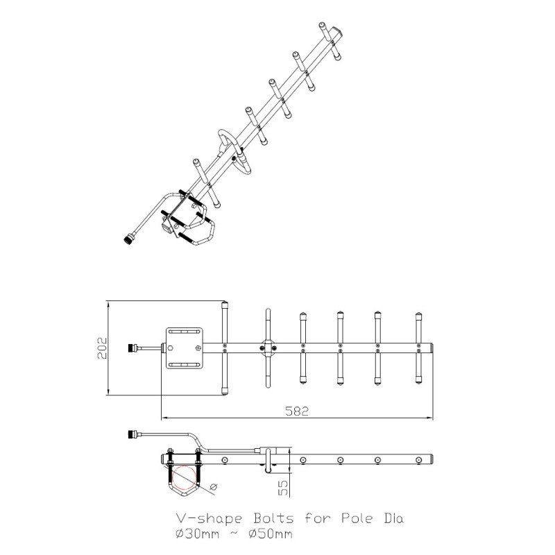 ALLNET Antenne 868MHz 10dbi Antenne (N-Female) YAGI ANT-868-10dbi-Yagi LoRA HELIUM IoT - 208181 - 4
