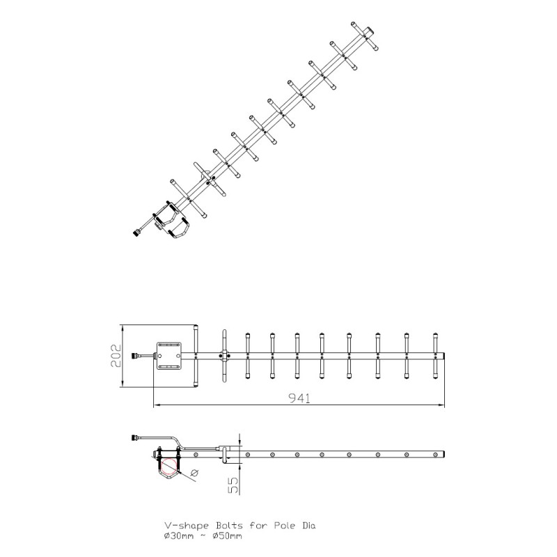 ALLNET Antenne 868MHz 12.5dbi Antenne (N-Female) YAGI ANT-868-12.5dbi-Yagi LoRA HELIUM IoT - 208619 - 4