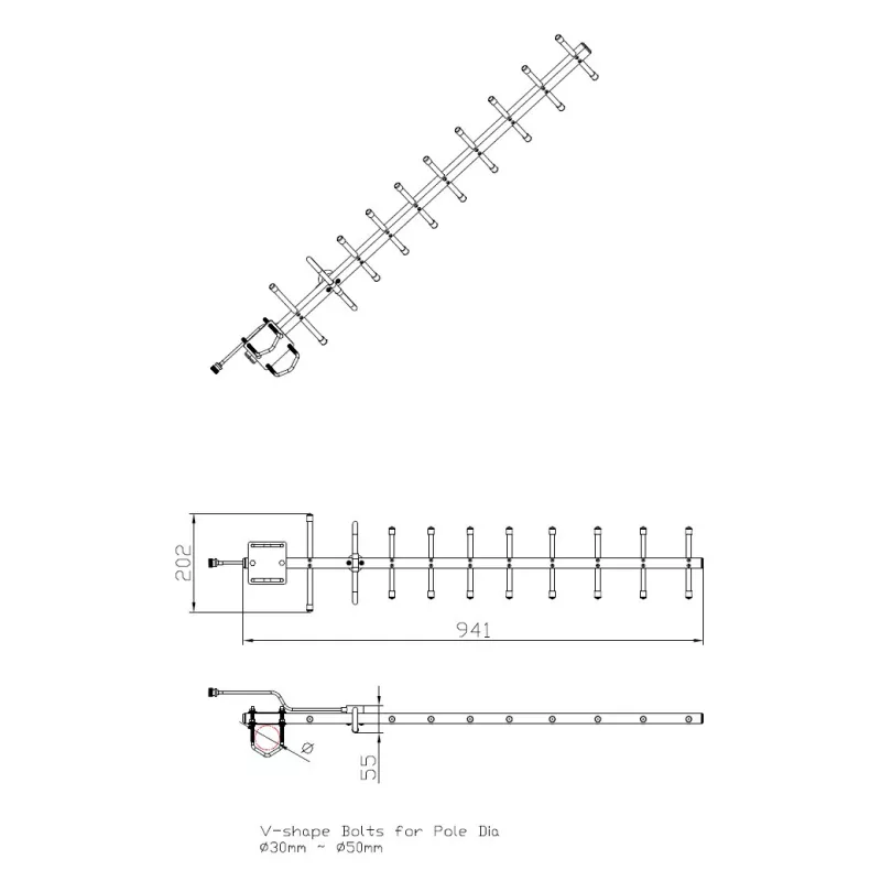 ALLNET Antenne 868MHz 12.5dbi Antenne (N-Female) YAGI ANT-868-12.5dbi-Yagi LoRA HELIUM IoT - 208619 - 4