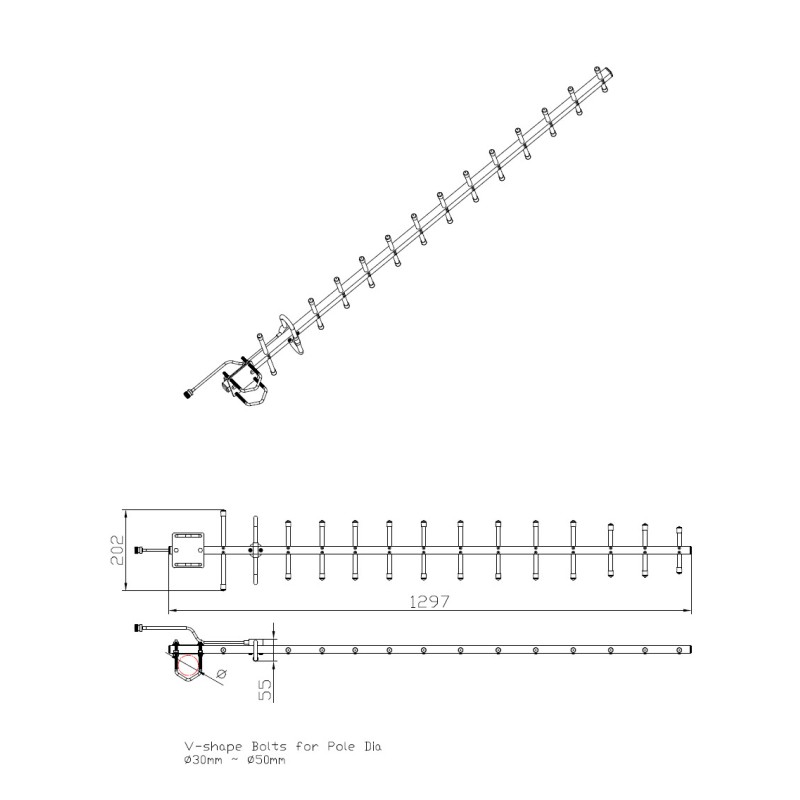ALLNET Antenna 868MHz 14dbi Antenna (N-Female) YAGI ANT-868-14dbi-Yagi LoRA Helium IoT - 208821 - 4