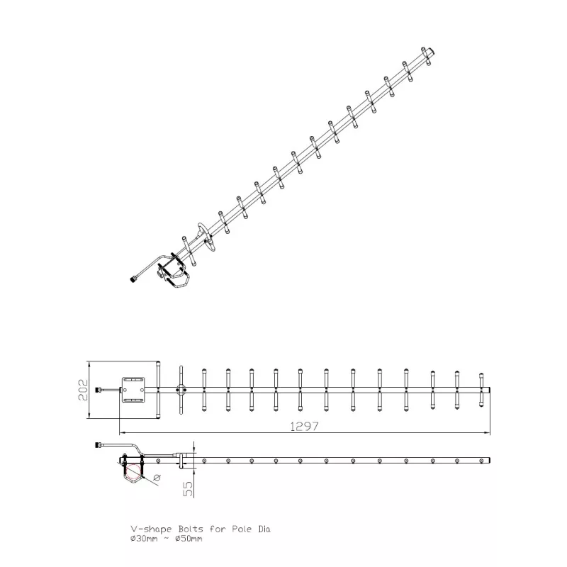 ALLNET Antenne 868MHz 14dbi Antenne (N-Female) YAGI ANT-868-14dbi-Yagi LoRA HELIUM IoT - 208821 - 4