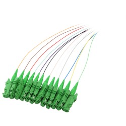 LWL-Pigtail-E2000(APC 8Grad), 9/125u, 2mtr.Monomode, 12-Pack Farbig, - 127344 - 1