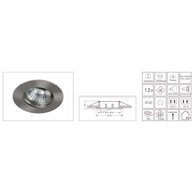 Synergy 21 LED Retrofit GU10 / GX5, 3 Deckeneinbausatz D01-silber - 124600 - 2