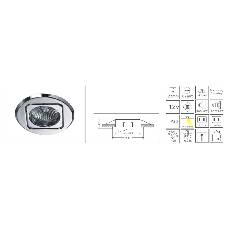 Synergy 21 LED Retrofit GU10 / GX5.3 ceiling installation kit D06-white - 124630 - 2