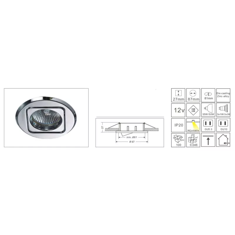 Synergy 21 LED Retrofit GU10 / GX5,3 Deckeneinbausatz D06-weiß - 124630 - 2