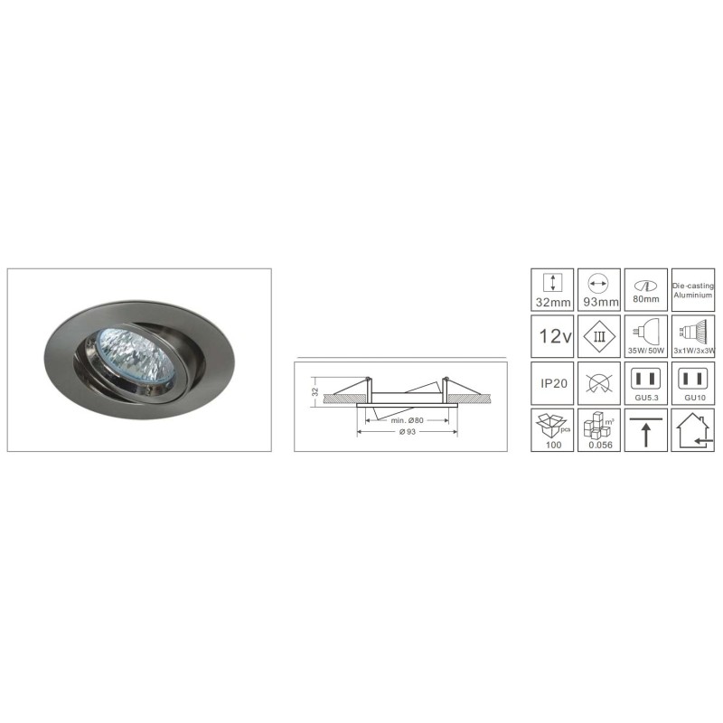 Synergy 21 LED Retrofit GU10 / GX5, 3 ceiling installation kit D08-white - 124636 - 2