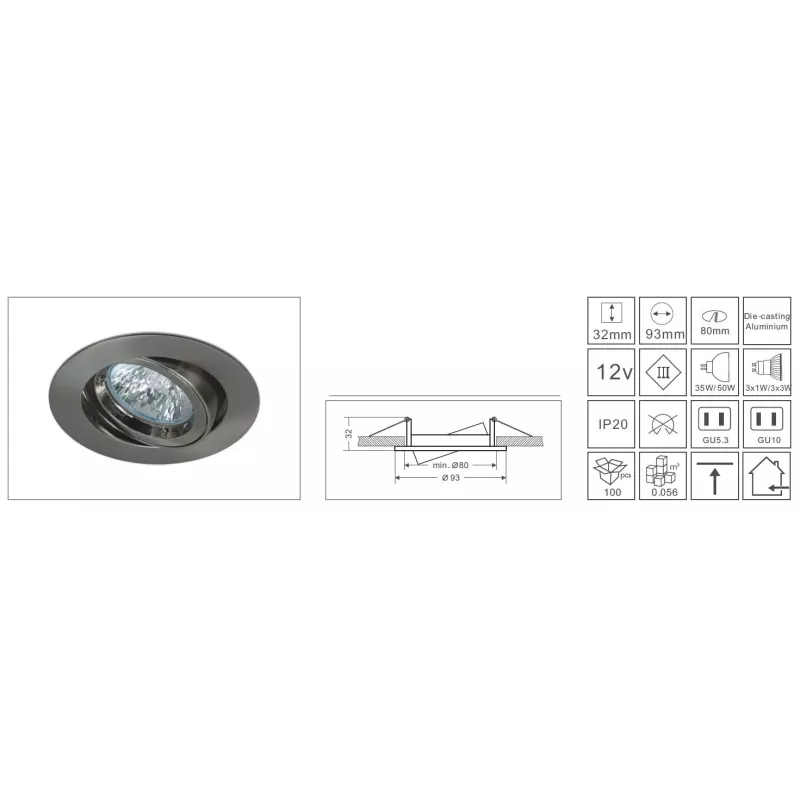 Synergy 21 LED Retrofit GU10 / GX5, 3 ceiling installation kit D08-white - 124636 - 2