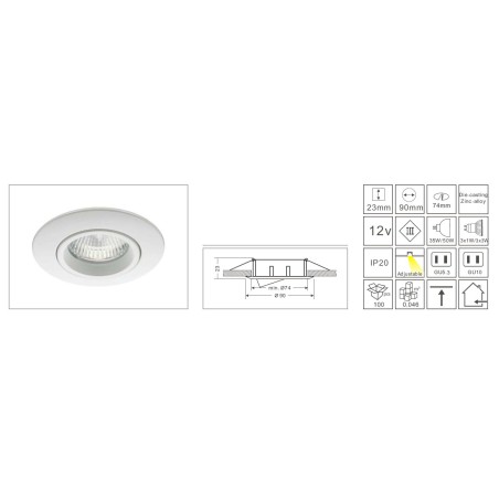 Synergy 21 LED Retrofit GU10 / GX5, 3 ceiling installation kit D09-silver - 124637 - 1