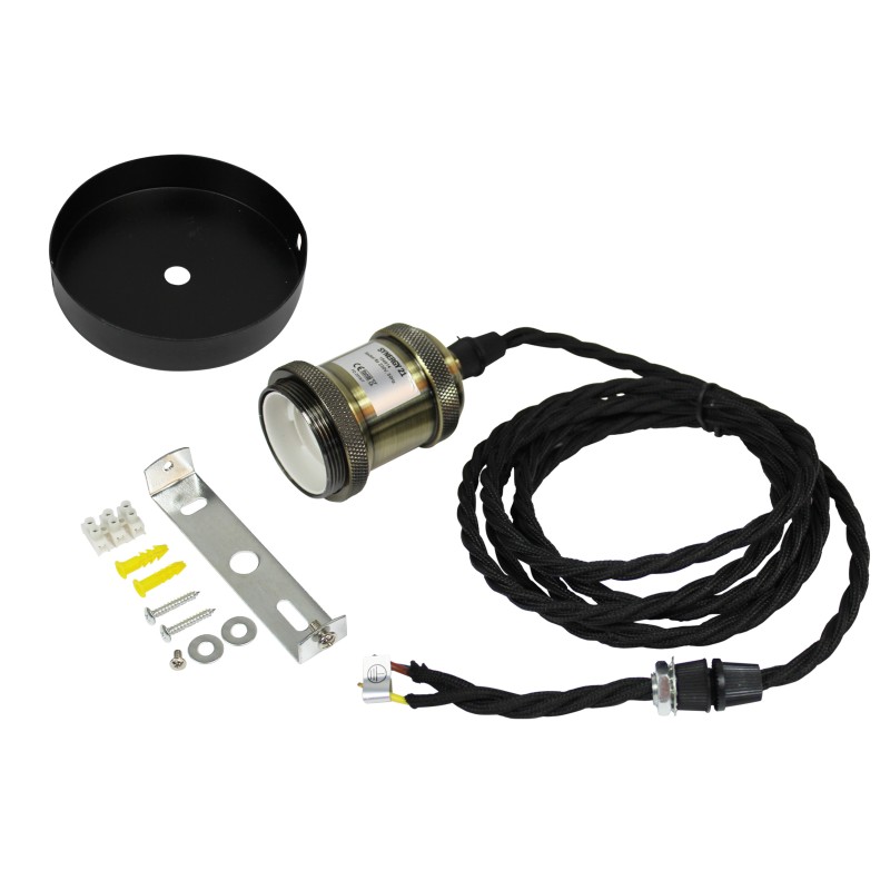 Synergy 21 E27 BIG-LED socket 1 copper with textile cable - 154914 - 2